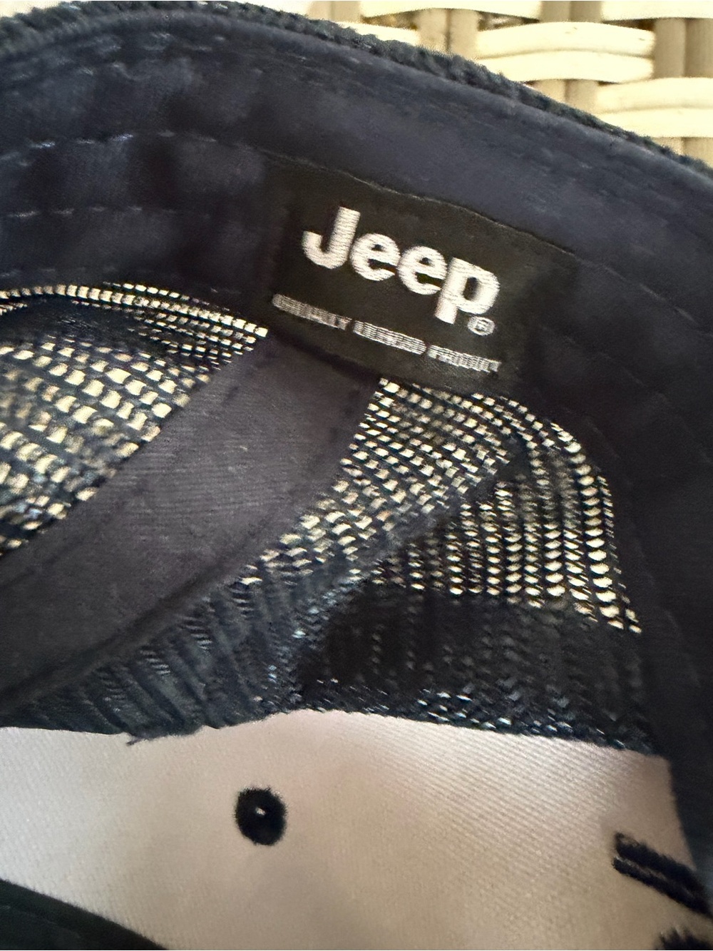 Jeep Navy and White Logo Trucker Hat with Multicolor Stitching - Picture 4 of 4
